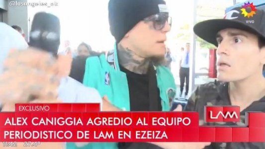 Fuerte agresión de Alex Caniggia a un equipo periodístico de LAM: “Tomatelá, no molestés”