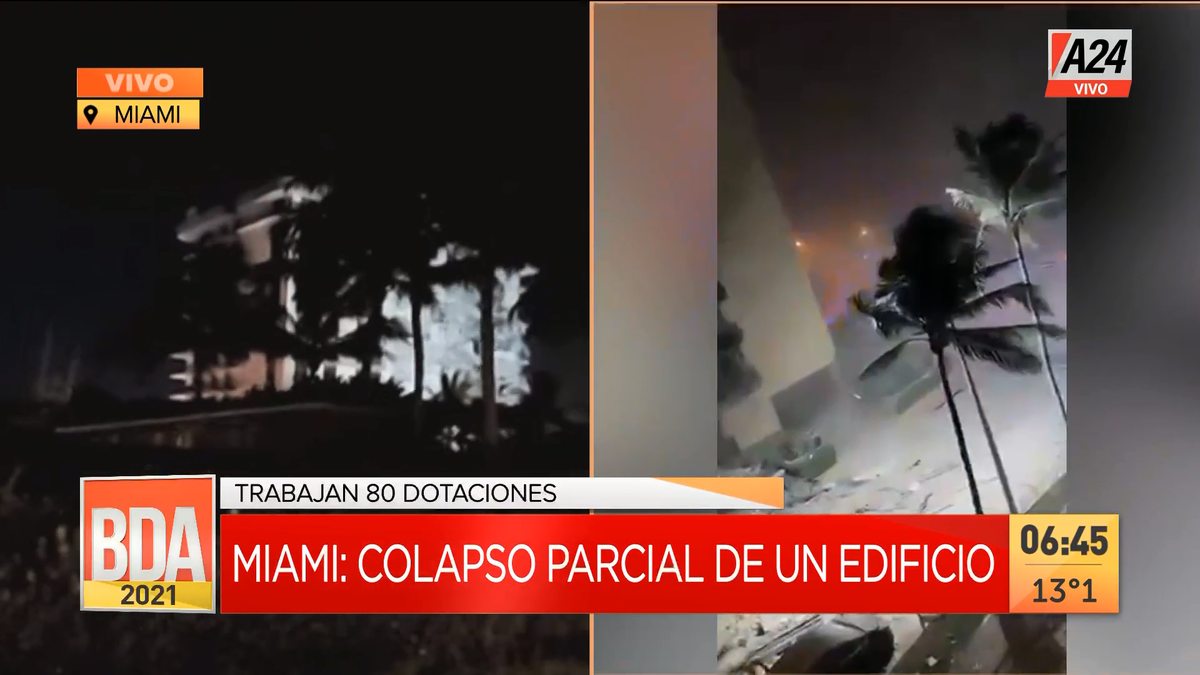 Miami: colapsó un edificio y hay personas atrapadas. (Captura de Tv)