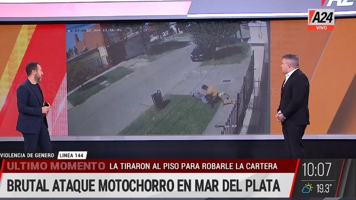 Mar del Plata: brutal ataque motochorro a una mujer por cartera. (Captura de Tv)