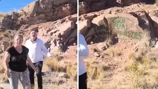 La extraña reacción de una pareja tras vandalizar un famoso dique argentino: Te pido...