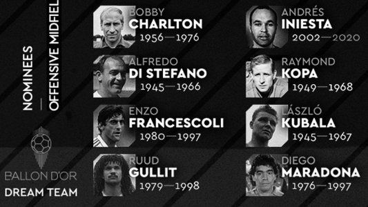 Maradona, Di Stéfano y Redondo fueron nominados para integrar El equipo de los sueños del Balón de Oro