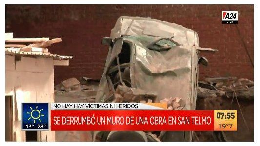 San Telmo: se derrumbó un muro de un edificio en construcción