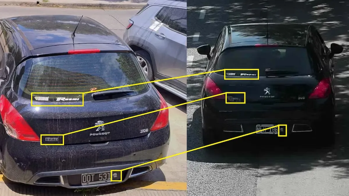 El auto en el que se desplazaban los delincuentes: había sido robado en Castelar. 