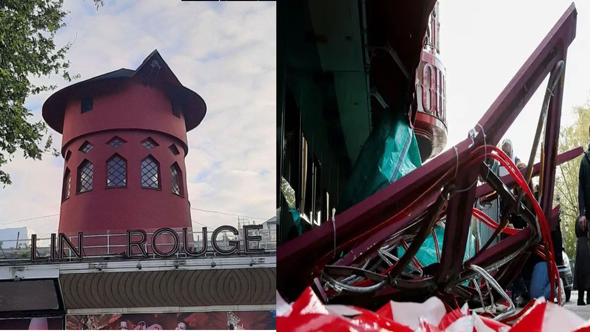As&iacute; qued&oacute; el "Moulin Rouge" Par&iacute;s. Perdi&oacute; sus aspas que se destruyeron contra el piso. (Foto: A24.com)