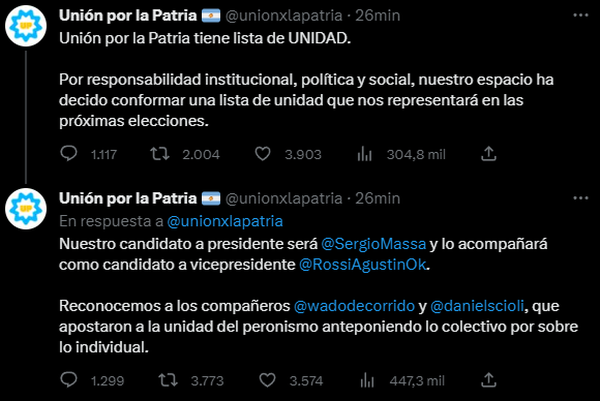 Unión Por La Patria Acordó Lista De Unidad Sergio Massa Será