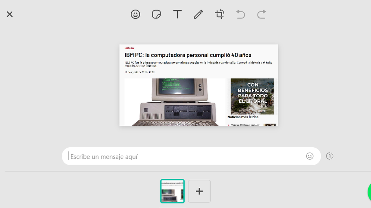 Whatsapp - se pueden editar las fotos desde la PC