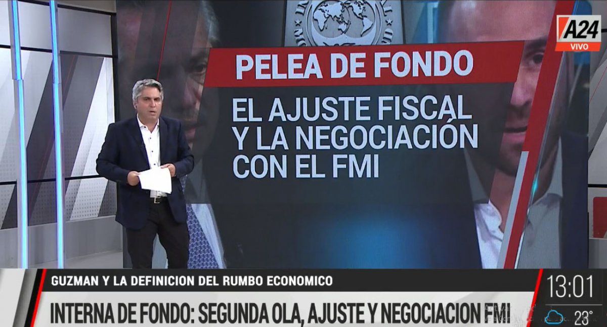 El plan de ajuste fiscal enfrenta al ministro Guzmán con Cristina y el Kirchnerismo (Foto: Captura de TV)