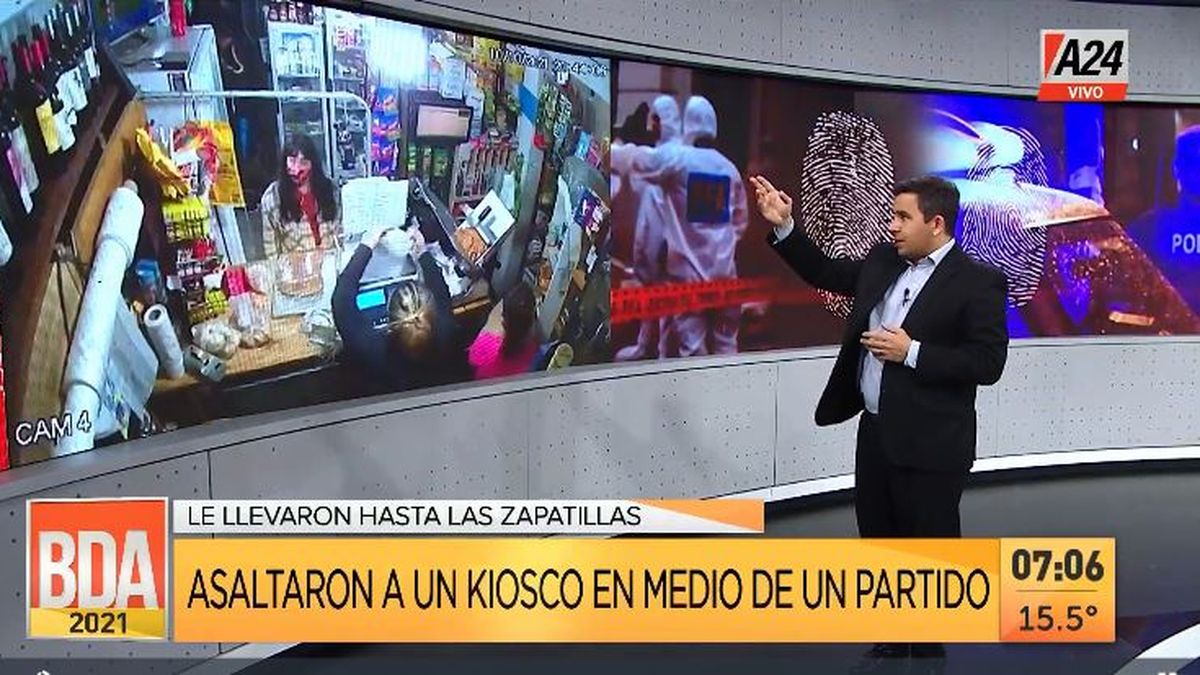 La Plata: roban un kiosco y se llevan hasta las zapatillas. (Captura de Tv)