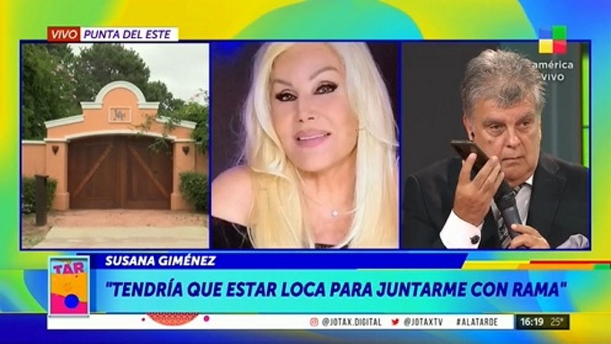Susana Giménez llamó a Luis Ventura en pleno aire de A la tarde (América) para aclarar que no tiene pensado reencontrarse con su ex, Jorge Rama, con quien terminó escandalosamente en 2009. 