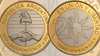 Ofrecen $ 100.000 al suertudo propietario de esta moneda de 2 pesos argentinos