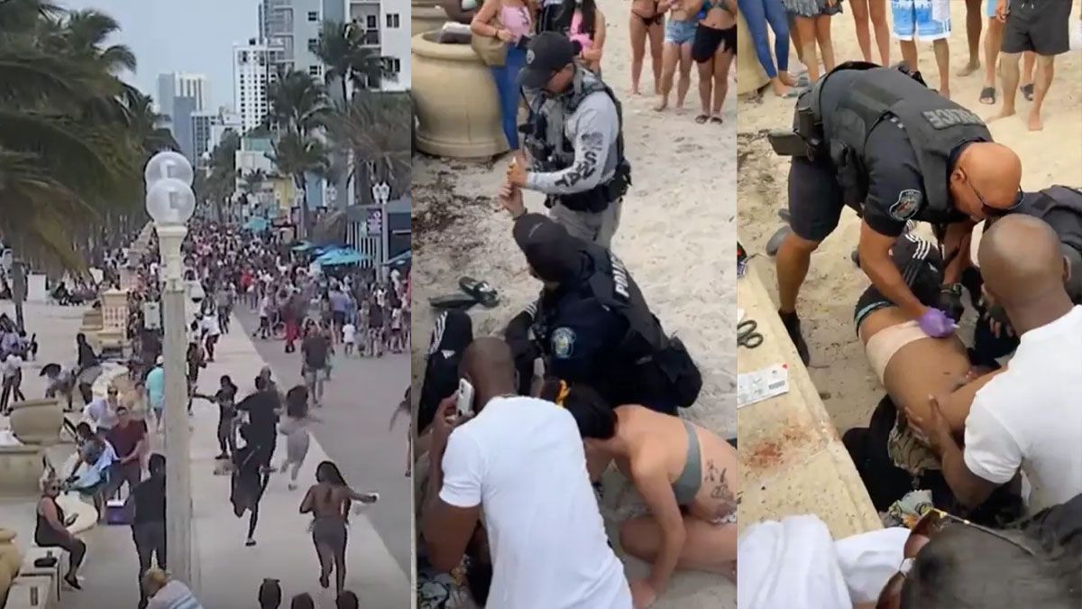 9 heridos por un ataque a tiros entre bandas que sorprendió a turistas al norte de Miami. (Foto: A24.com)