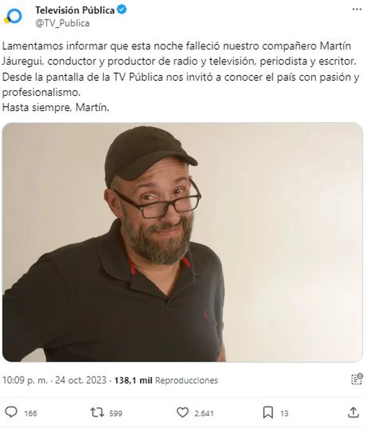 Murió el periodista Martín Jáuregui a los 59 años