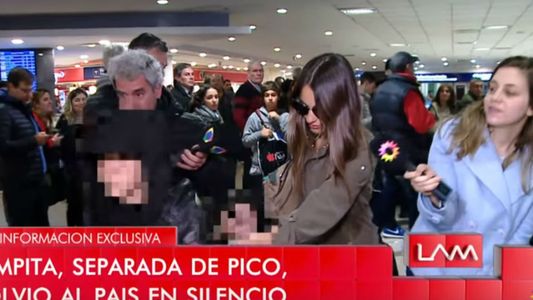 Pampita volvió a la Argentina en silencio y uno de sus hijos le pidió que responda a la prensa