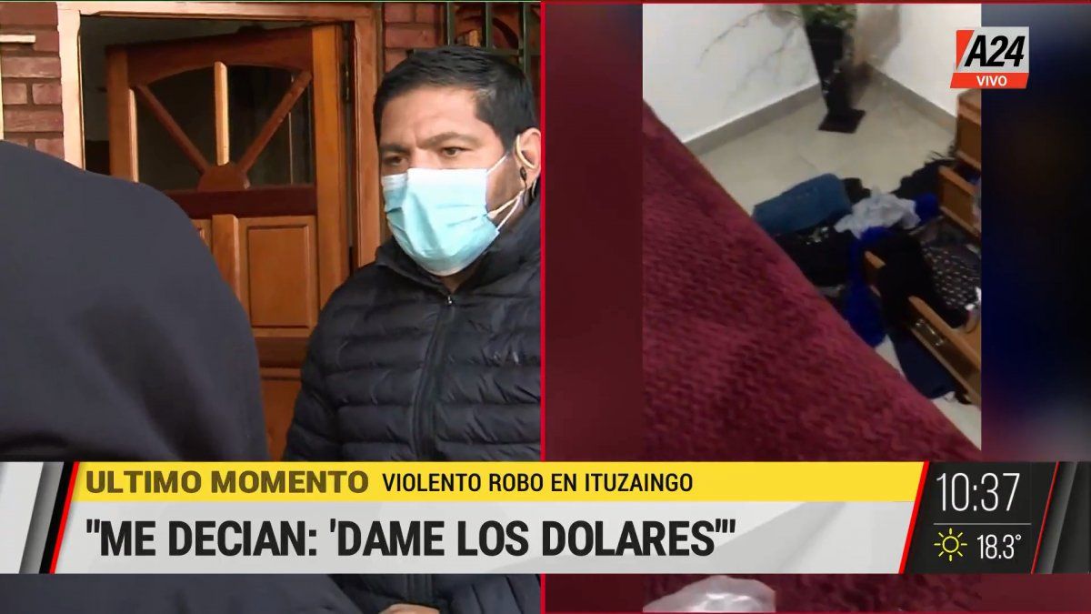 Así hablaba la víctima tras el violento robo de 4 delincuentes en su casa (Foto: captura de TV).