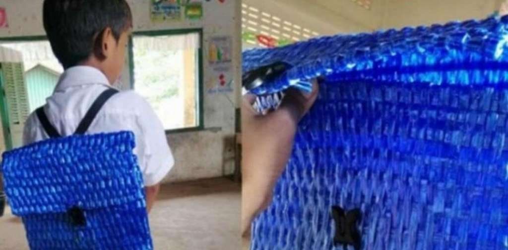 Un papá le tejió una mochila a su hijo porque no tenía plata para comprar una nueva