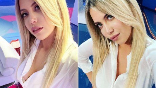 El look colegiala de Wanda Nara en la tevé italiana