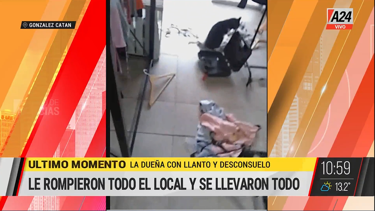Desconsuelo. Una mujer mostró cómo quedó su negocio en González Catán