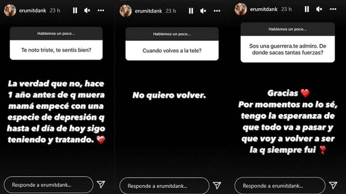Érika Mitdank contó en las redes que atraviesa una profunda depresión. 