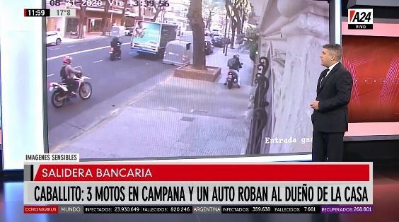 Banda de “motochorros” hicieron una salidera bancaria en Caballito