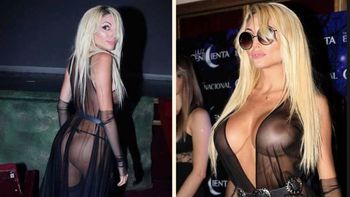 Vicky Xipolitakis fue al estreno de Moria con un vestido transparente que la mostró semi-desnuda