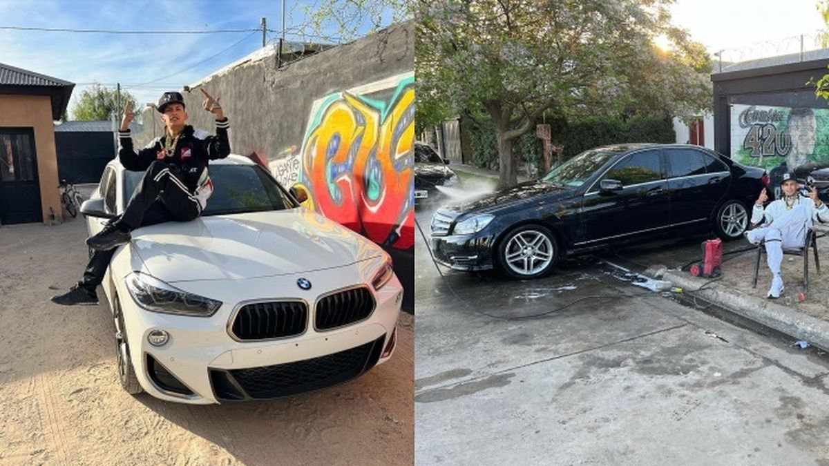 Algunos de los millonarios automóviles que L-Gante se compró en los últimos meses.