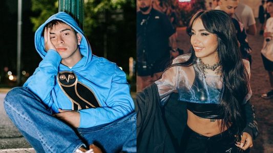 La curiosa actitud de Rusherking mirando medio a escondidas el recital de María Becerra