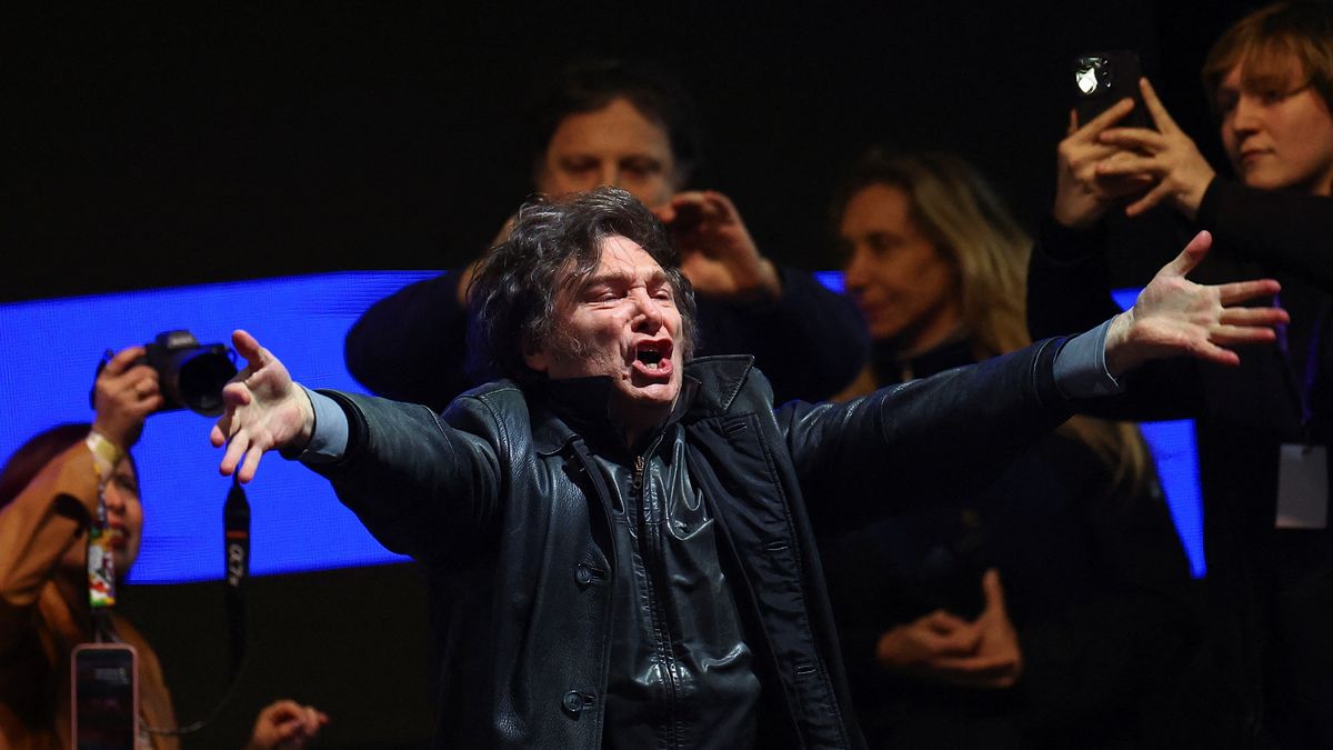 El presidente Javier Milei encabezó el acto de cierre de LLA para las elecciones del domingo. (Foto: Reuters/Agustin Marcarian).&nbsp;