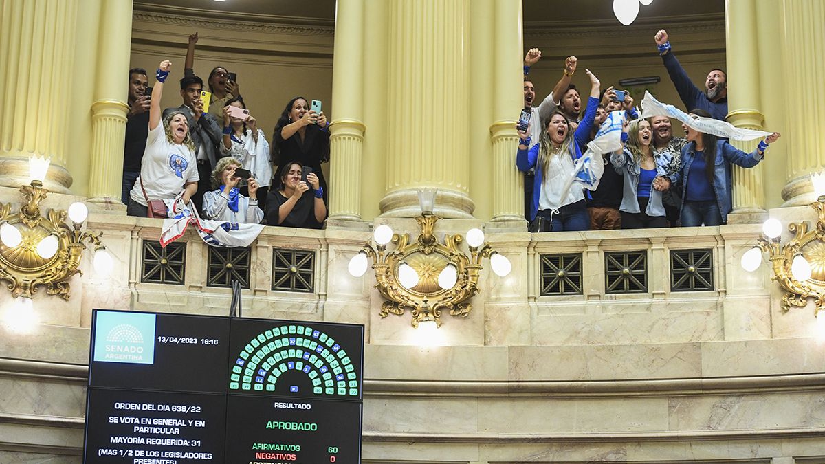 Los presentes en el Senado festejaron la&nbsp; sanción de la ley que reconose al LSA como lengua natural y originaria (Foto
