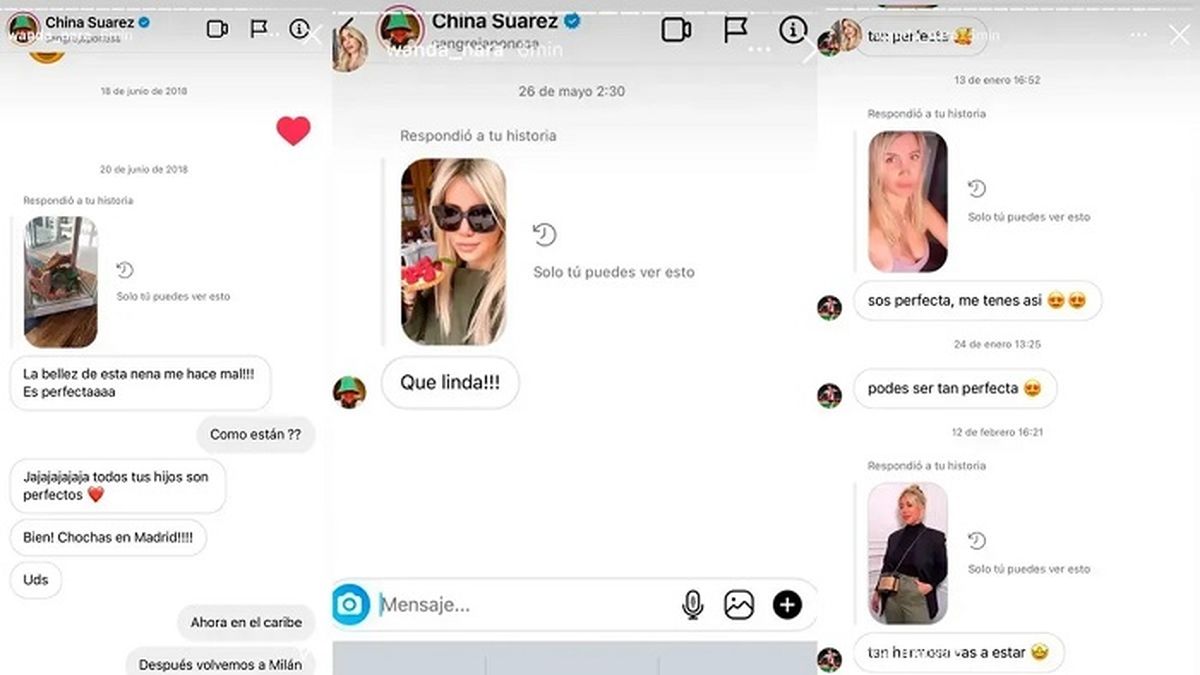 Algunas de las filtraciones tras el supuesto hackeo a la cuenta de Instagram de Wanda Nara.&nbsp;