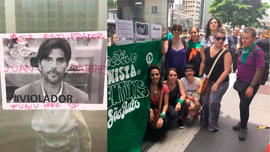 Colectivo Feminista Argentino en San Pablo escrachó a Juan Darthés