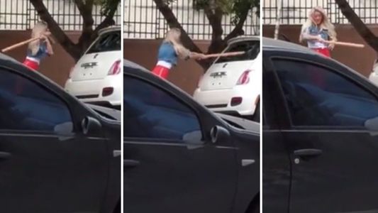 Sol Pérez destrozó un auto a palazos