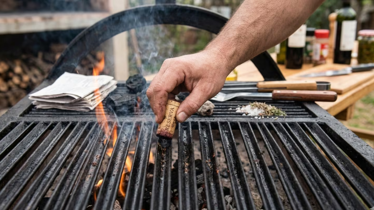 Frotar un corcho por la parrilla antes del asado: por qué hacerlo y para qué sirve