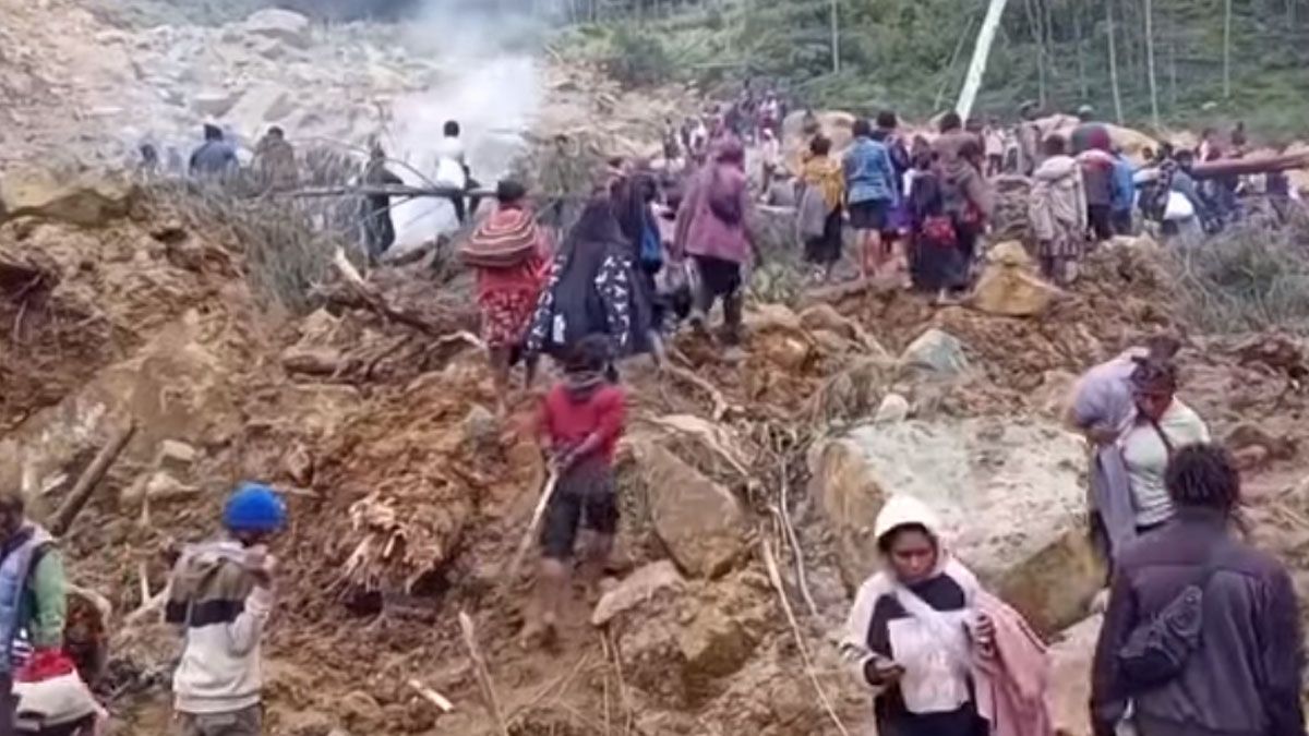 Seis aldeas quedaron sepultadas por un deslizamiento de tierra en Papúa Nueva Guinea. (Foto: Captura de TV)