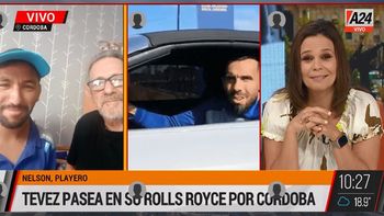 Así se pasea Carlos Tevez en su Rolls Royce por Córdoba. (Captura de Tv)
