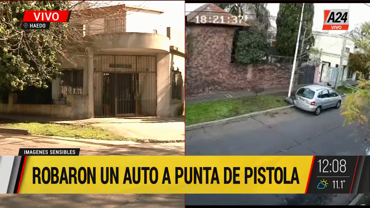 Ramos Mejía: así se roban un auto a punta de pistola (Foto captura de TV).