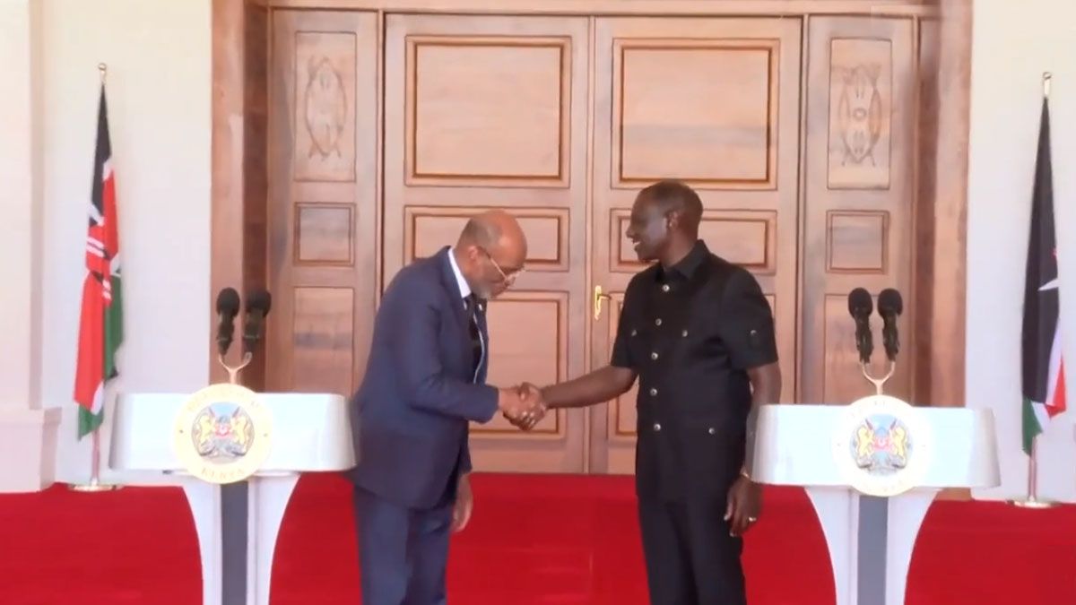 El primer ministro de Haití en Kenia, para buscar a policías que enviará ese país cumpliendo una misión de Naciones Unidas. (Foto: Captura de TV)
