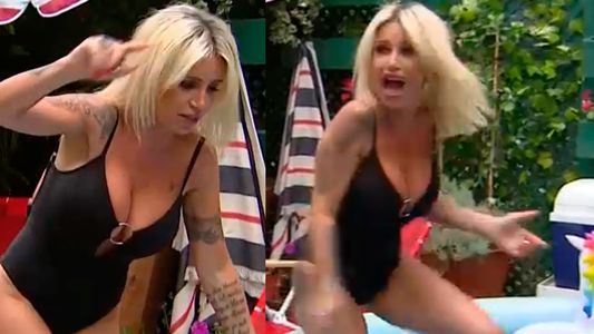 El blooper de Flor Peña en una pileta inflable