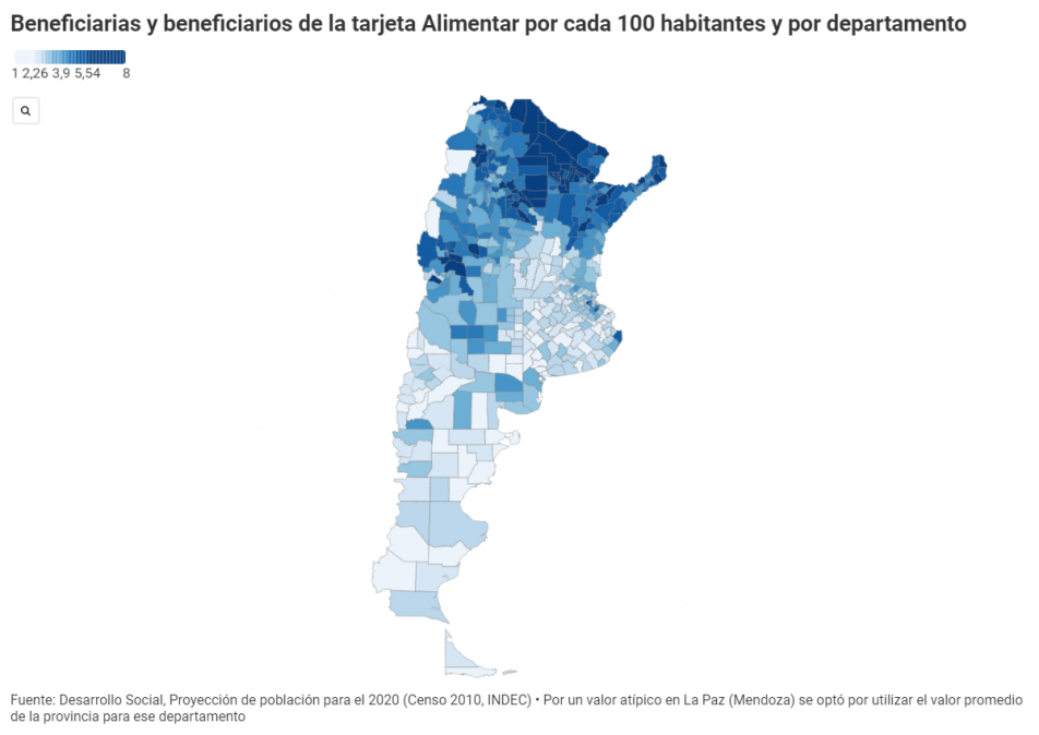 Qué provincias tienen más beneficiarios de la Tarjeta Alimentar