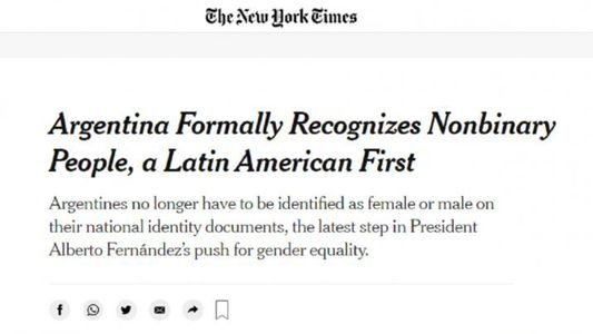 El New York Times elogió la decisión de reconocer a las personas no binarias en el DNI