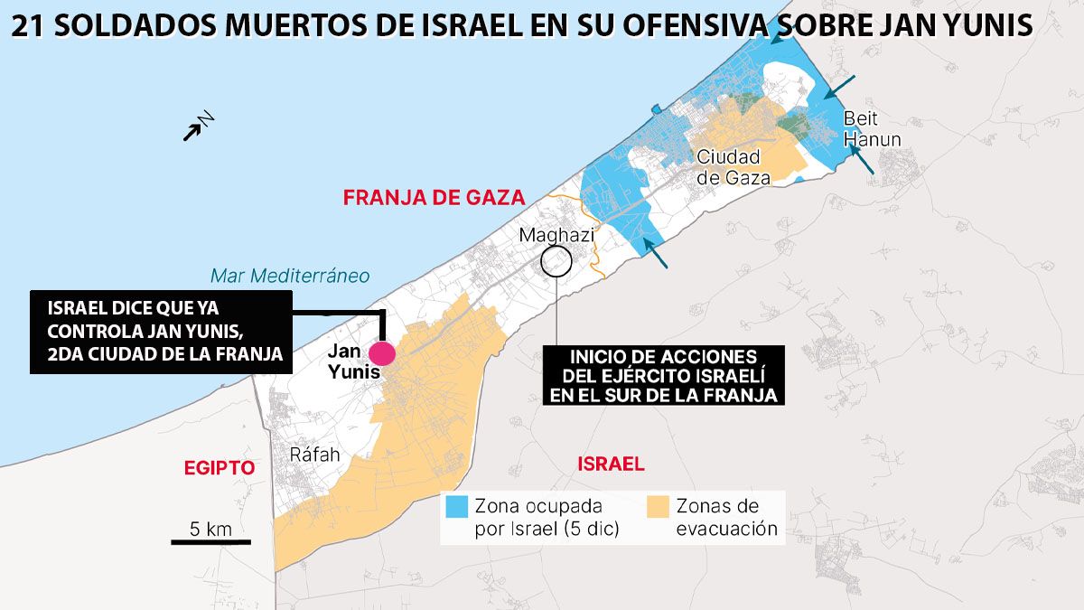 Israel avanza hacia el sur de la Franja de Gaza, pero tuvo el mayor n&uacute;mero de soldados muertos en un d&iacute;a (Foto: gentileza El Peri&oacute;dico).