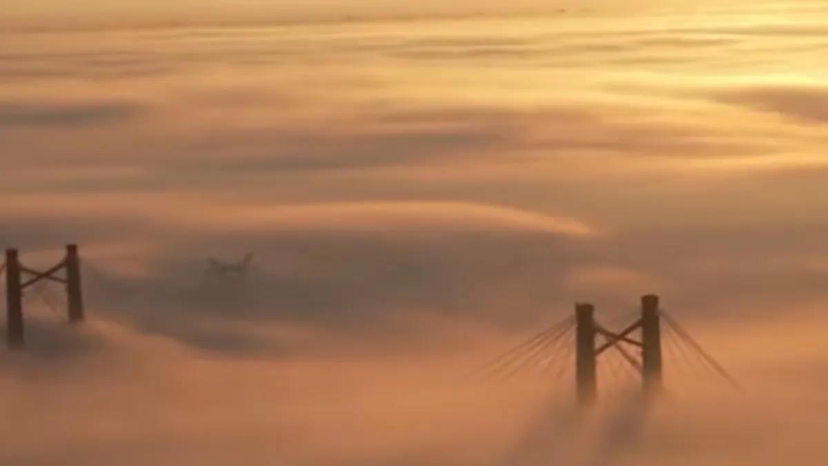 Advertencia violeta por niebla en el AMBA: las impactantes imágenes del puente Zárate-Brazo Largo y la basílica de Luján