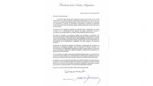 Alberto Fernández le envió una carta a Joe Biden: Nadie se salva solo