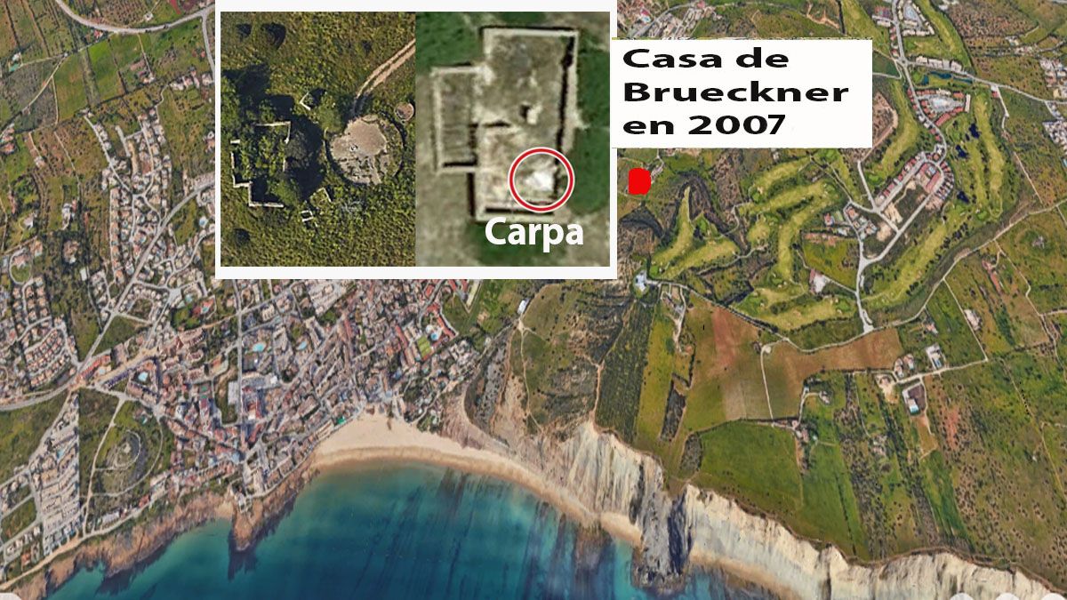 La carpa detectada satelitalmente en una propiedad del sospechoso de haberse llevado a Madeleine McCann. (Foto: A24.com)