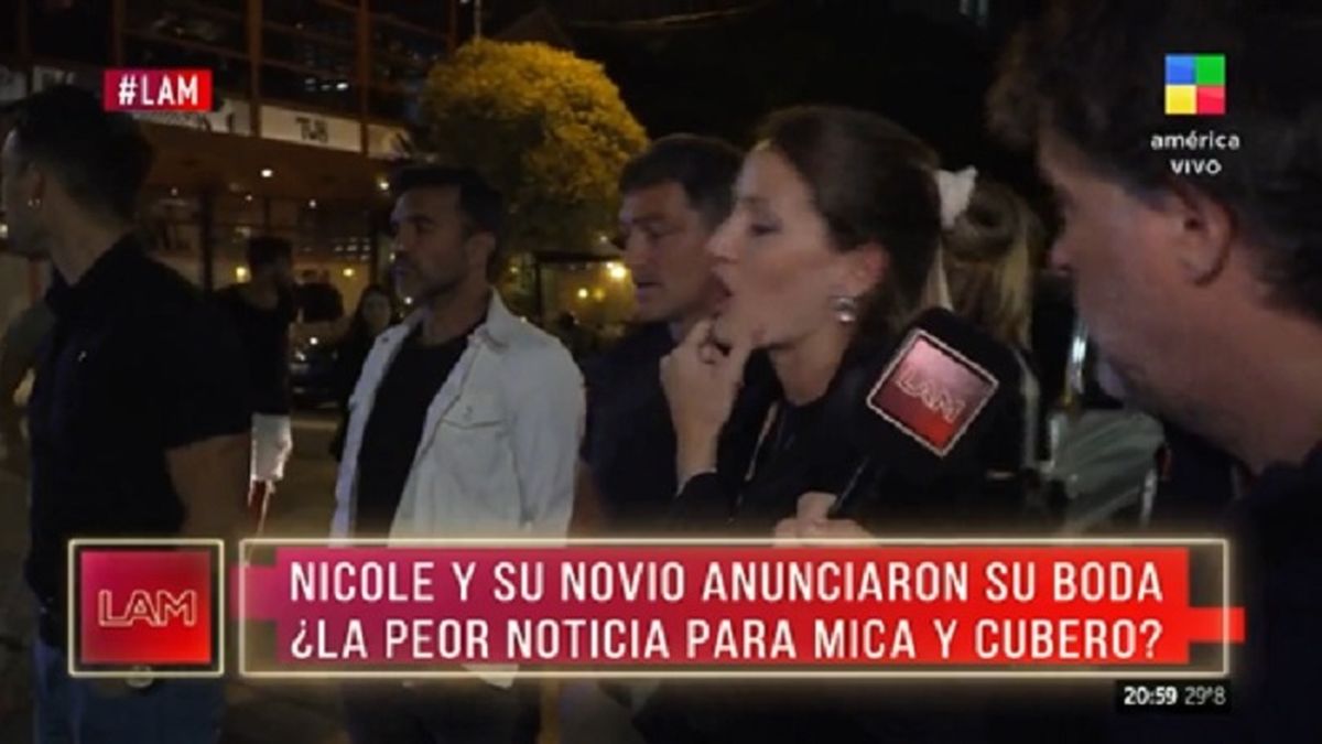 Mica Viciconte y Fabi&aacute;n Cubero a la salida de un rest&oacute;, inc&oacute;modos al ser consultados por el compromiso de Nicole Neumann y Manu Urcera.&nbsp;