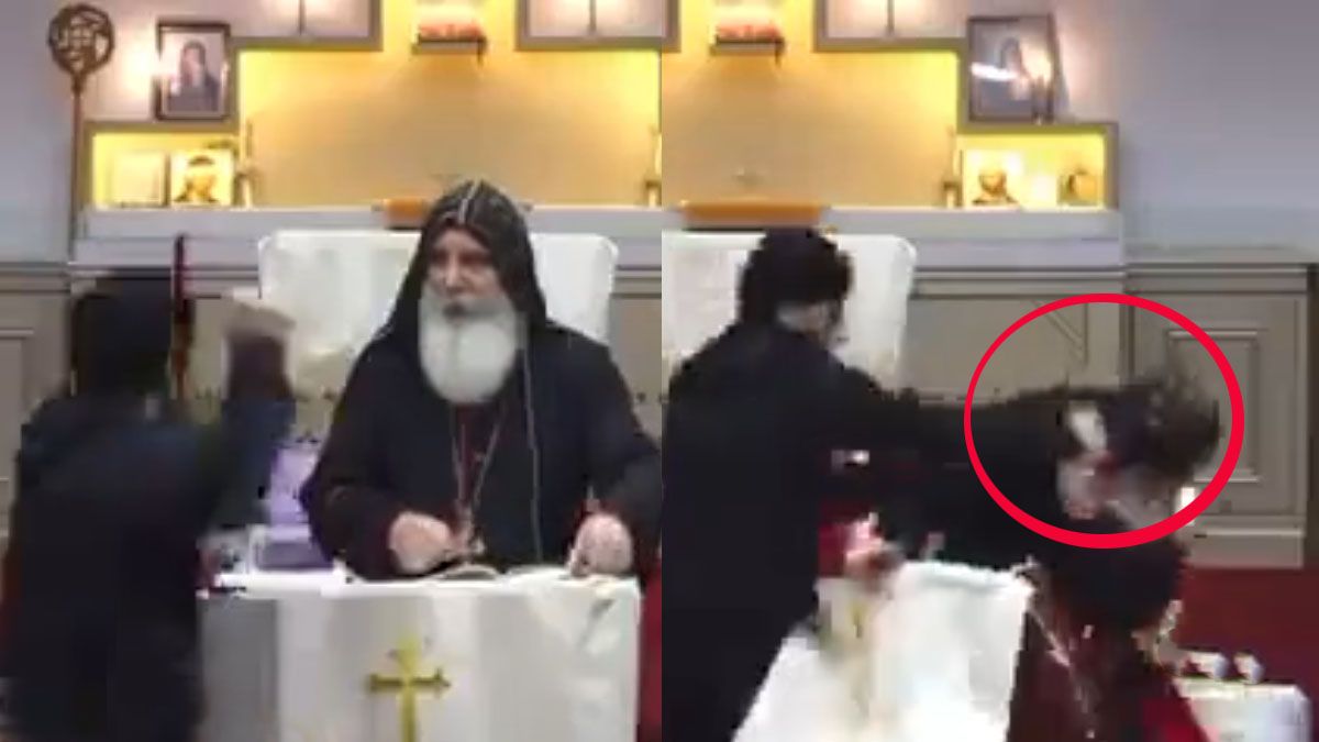 El ataque al obispo se pudo ver en toda la ciudad de Sidney porque la misa que celebraba se transmitía por Youtube. (Foto: Captura deTV)