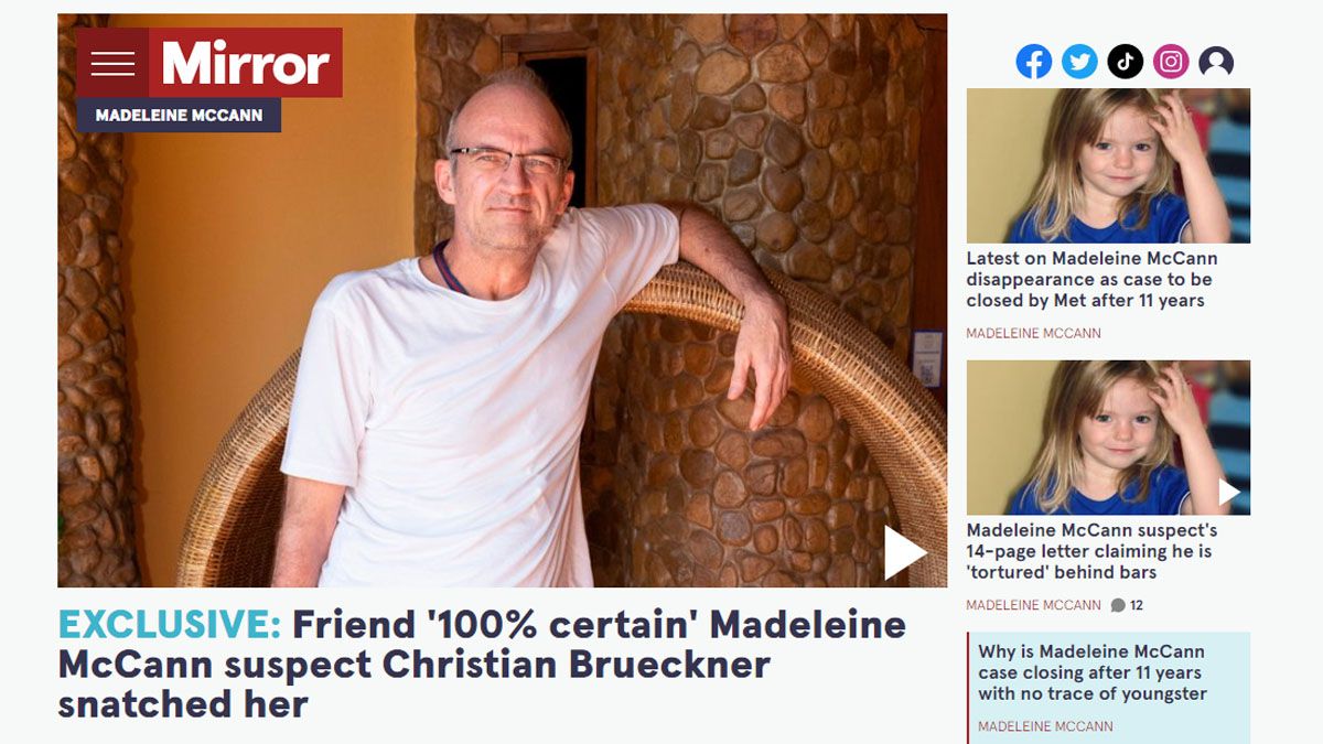 Christian Post, rompió el silencio y tras 15 años asegura que su amigo Brueckner asesinó a Maddie (Foto: Gentileza 