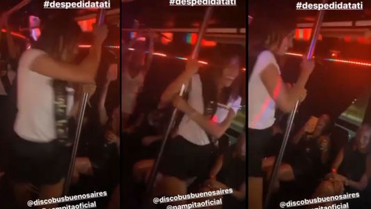 Pampita la rompió en una despedida de soltera: baile en el caño y cantó con el doble de Luis Miguel