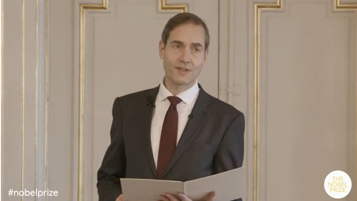 el anuncio del premio nobel de literatura 2021 (Foto: Captura de TV)