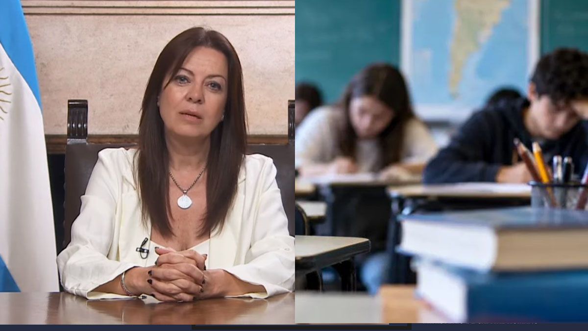 La ministra Pettevello y el análisis del resultado de las pruebas PISA. (Foto: A24.com)