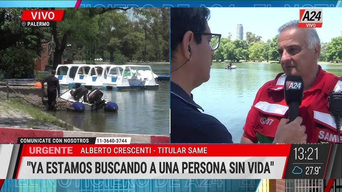 Buscan a un hombre en los lagos de Palermo.